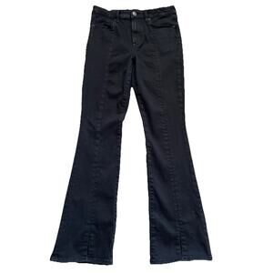 American Eagle Jeans Womens 12 Black Hi-Rise Skinny Kick Stretch Front Split Hem